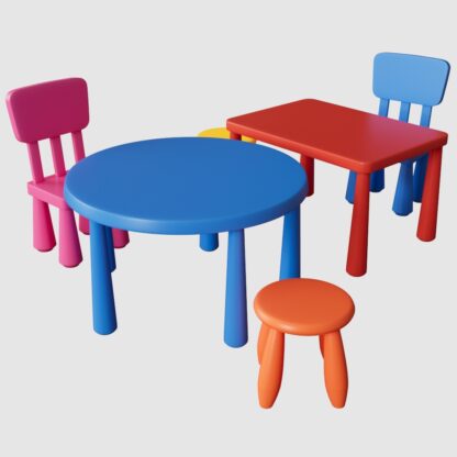 ikea mammut children furniture table chair stool 3d model
