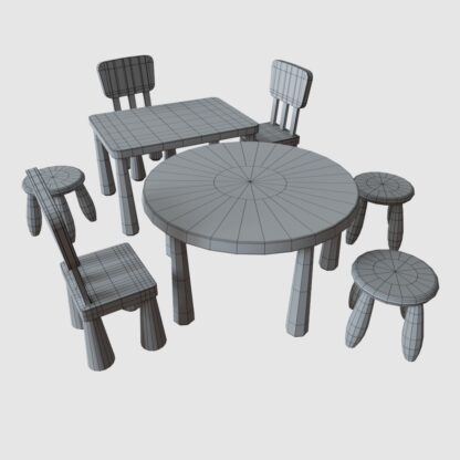ikea mammut children furniture table chair stool 3d model