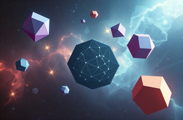 abstract geometric shapes like triangles and hexagons