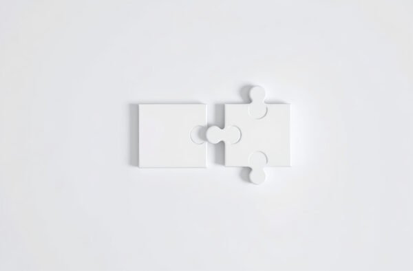 Two puzzle pieces on solid background problem solving