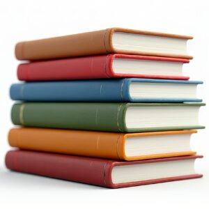 Stack of books isolated on a white background—ideal image for education, reading or library visuals.