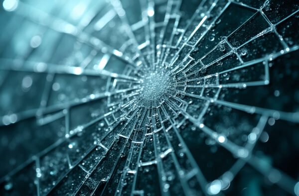 Close up of shattered broken glass