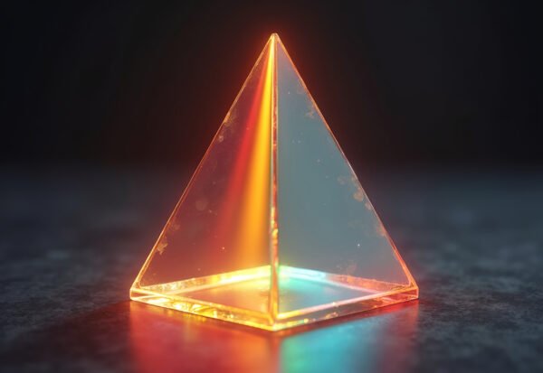 A detailed image of a triangular glass prism