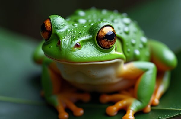 Moist green frog skin close-up showing fine texture and natural detail
