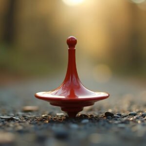 close-up of a spinning top