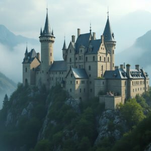 Historic stone castle with towering walls and battlements—ideal for medieval architecture visuals, heritage design, or historical storytelling