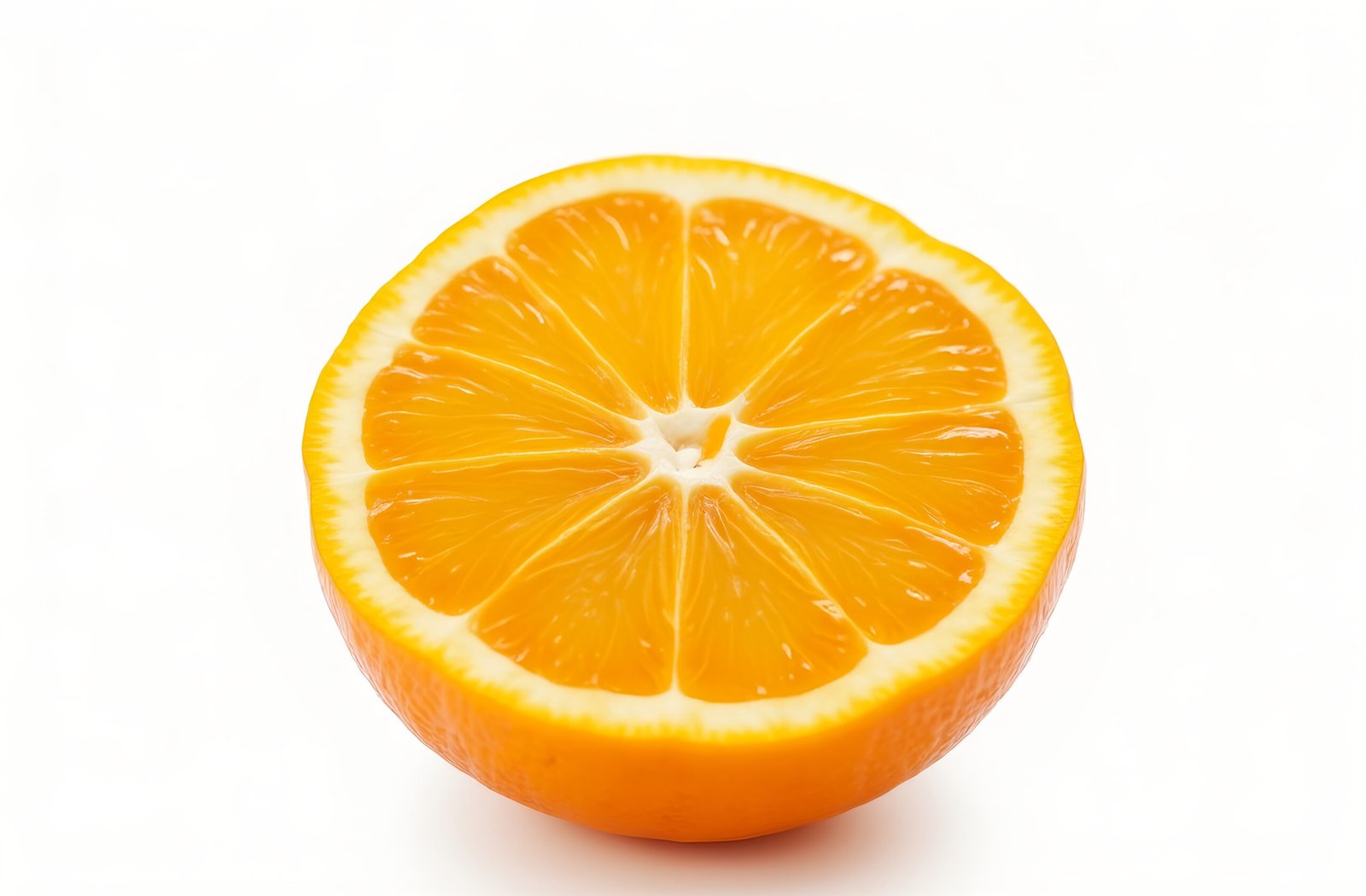 Sliced orange on white background—ideal for food, citrus and fresh-ingredient visuals