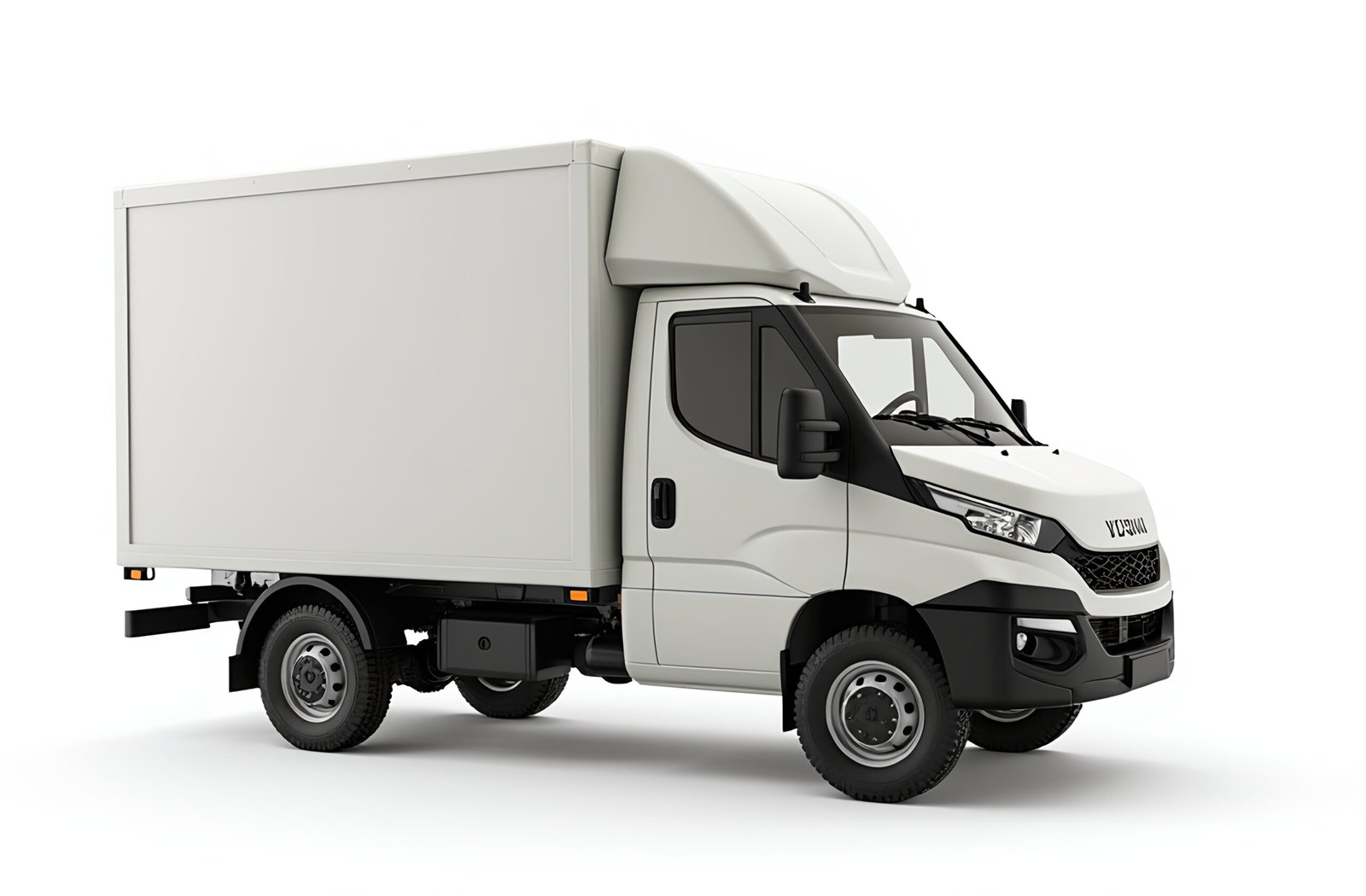 Delivery truck with blank side panel and copy space—free image for logistics, branding or transport visuals.