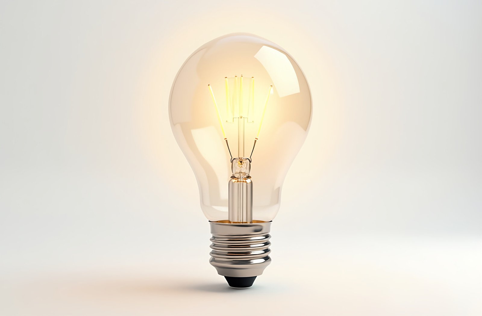 Standard incandescent lightbulb isolated on white background—classic lighting product image.