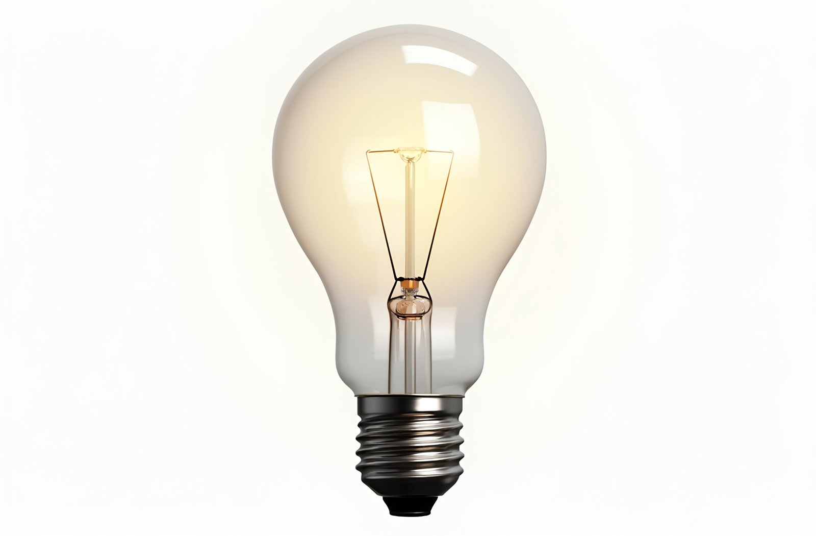 A standard incandescent lightbulb, isolated on white background