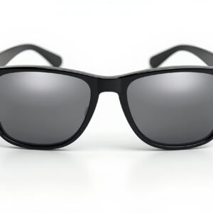 Black frame sunglasses isolated on white background—perfect for eyewear product visuals, fashion design, and catalog imagery