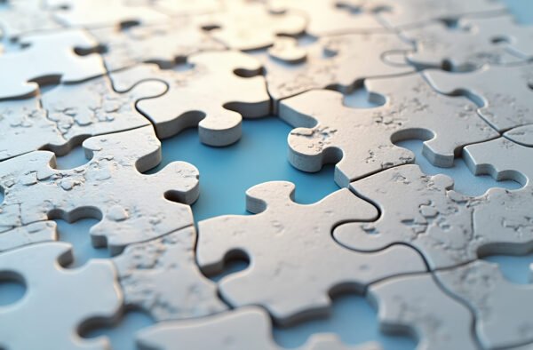 Hands fitting puzzle pieces together—metaphor for teamwork, problem solving, and collaboration in business contexts