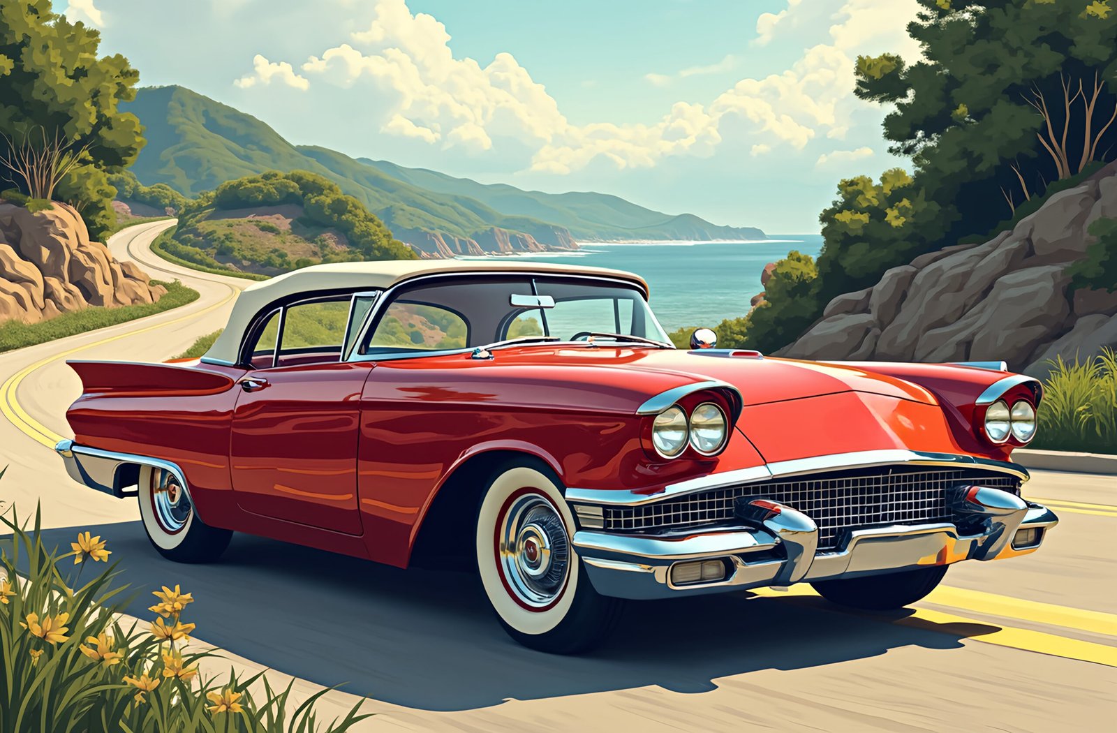 A vintage vector car illustration