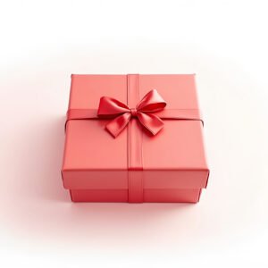 Wrapped red gift box with a red bow on plain background—ideal for celebration, holiday or birthday visuals.