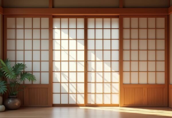A Japanese paper-panel sliding door