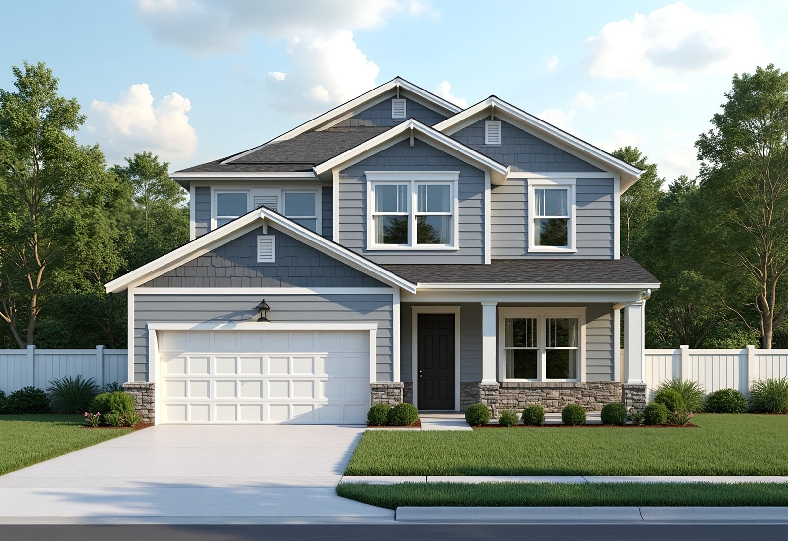 american suburban house with garage
