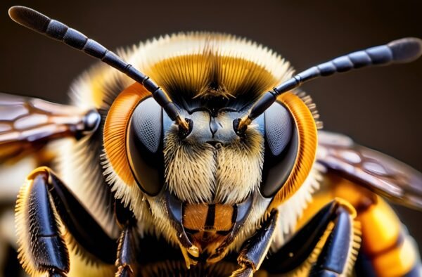 Bee close up with detailed textures