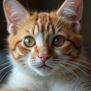 Close up of cat face with detailed eyes and fur