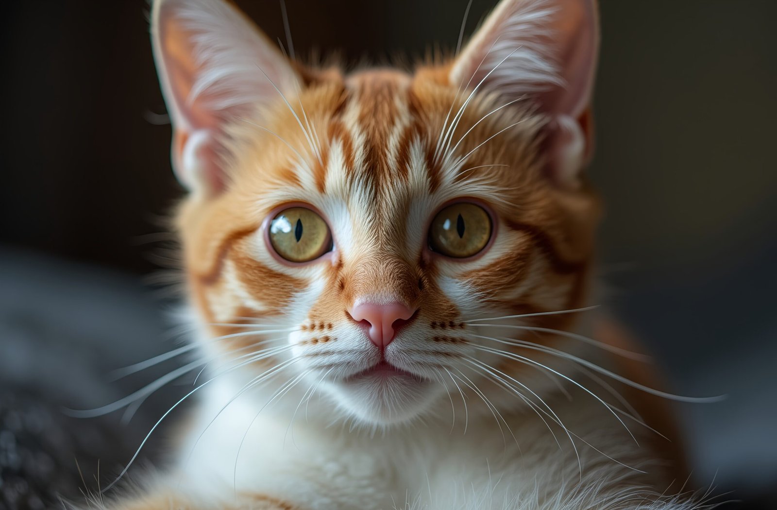 Close up of cat face with detailed eyes and fur