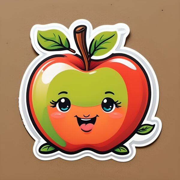 die cut cartoon sticker cute apple character