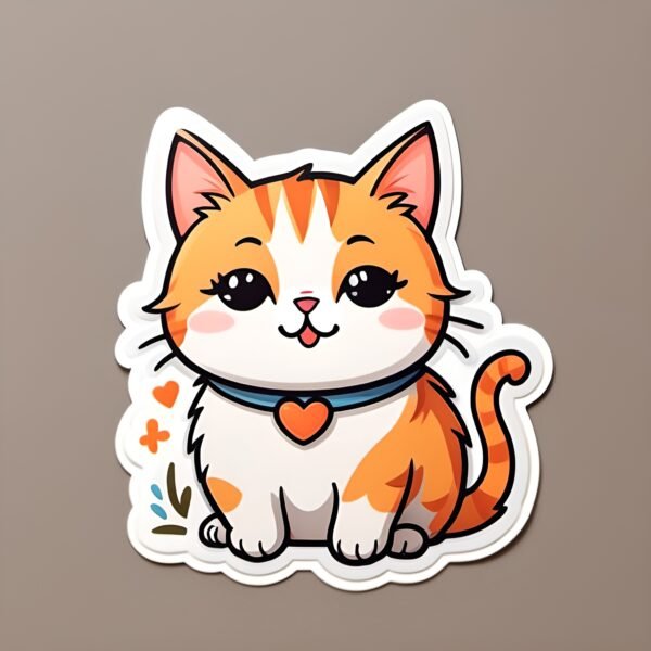 die cut cartoon sticker cute cat character