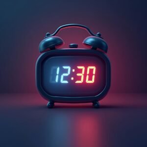 illustration of glowing digital alarm clock