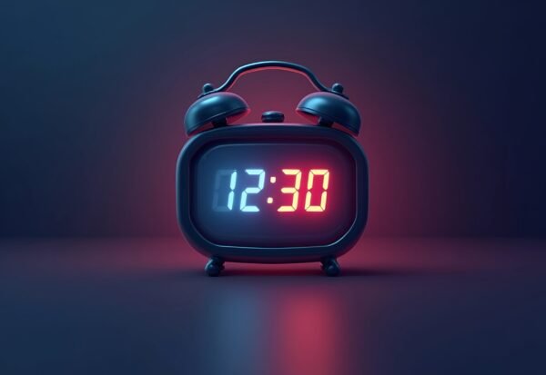 illustration of glowing digital alarm clock