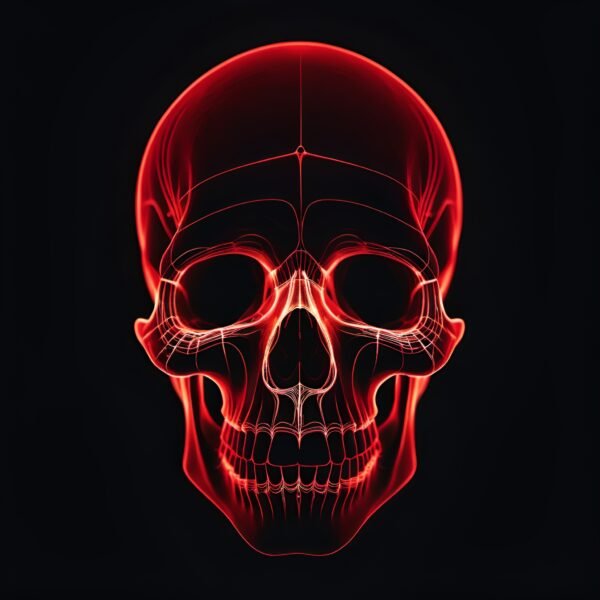 Human skull shaped red light painting