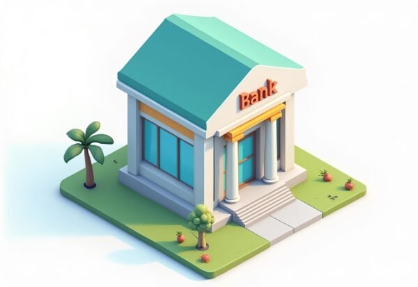 isometric vector illustration of bank building
