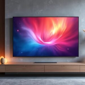 Large flat-screen TV mounted on wall—ideal for home theater, living room and interior design visuals