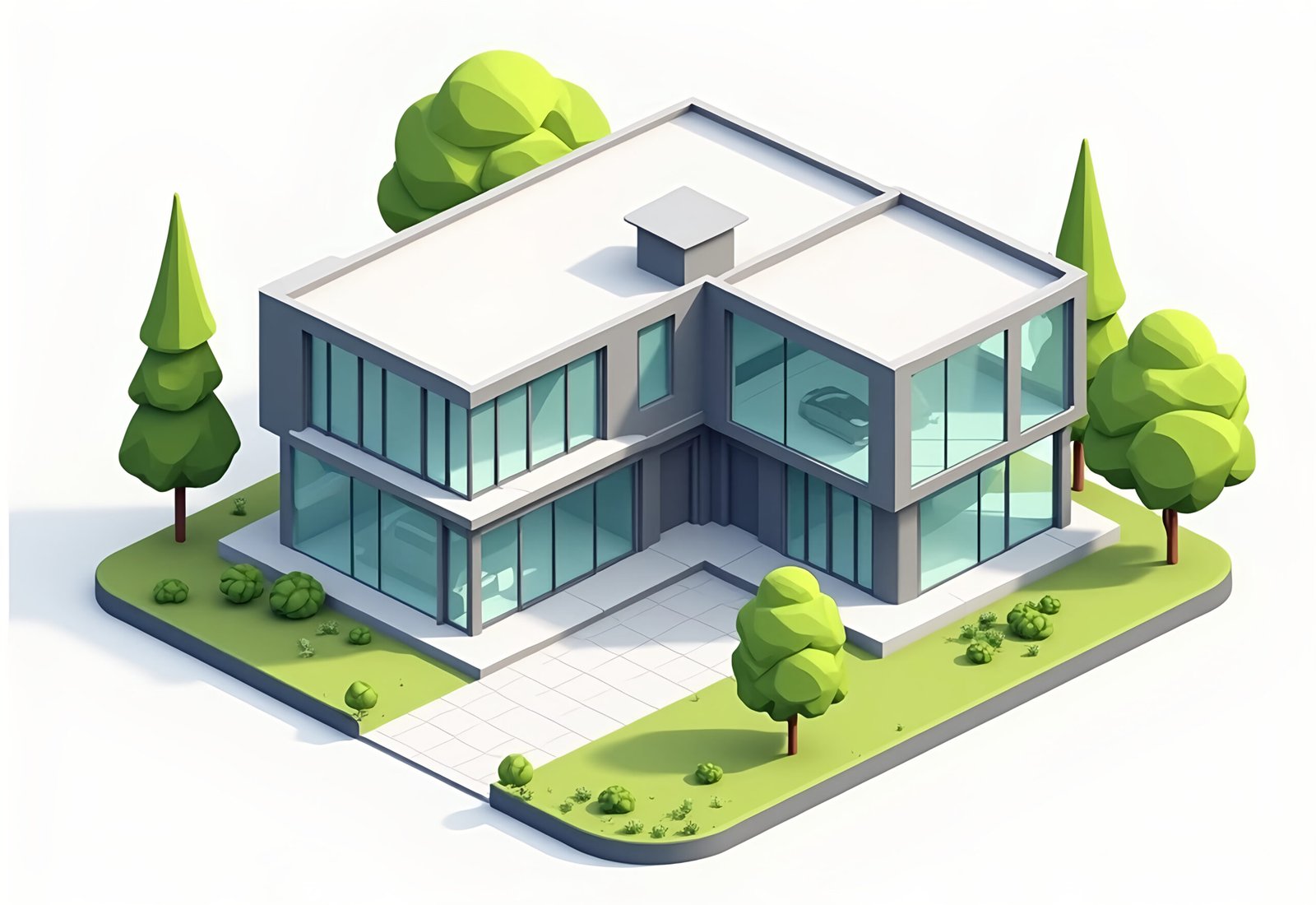 isometric vector illustration of a modern residential house