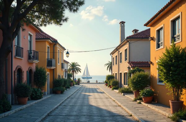 Empty street in a coastal town