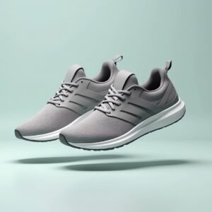 floating pair of running shoes sneakers mockup with blank areas for branding