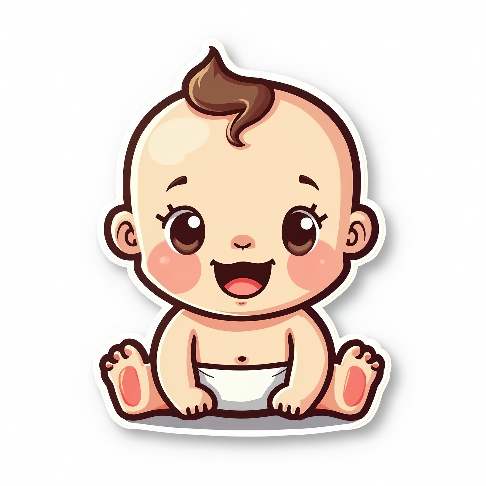 Cartoon baby sitting with happy expression