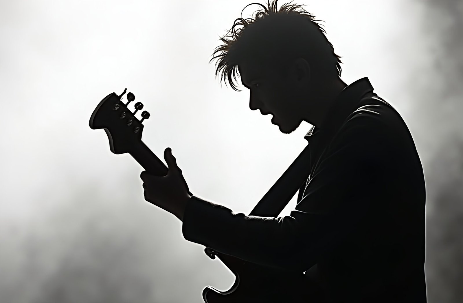 Silhouette of a guitarist performing