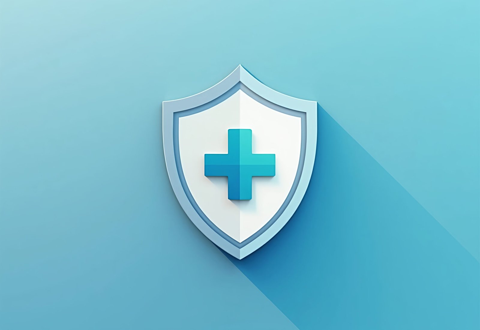 Flat vector of medical insurance concept icon—a shield with cross and policy documents, ideal for healthcare infographics or policy visuals