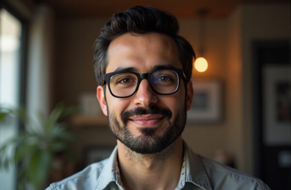 Portrait of a Middle Eastern man wearing modern glasses