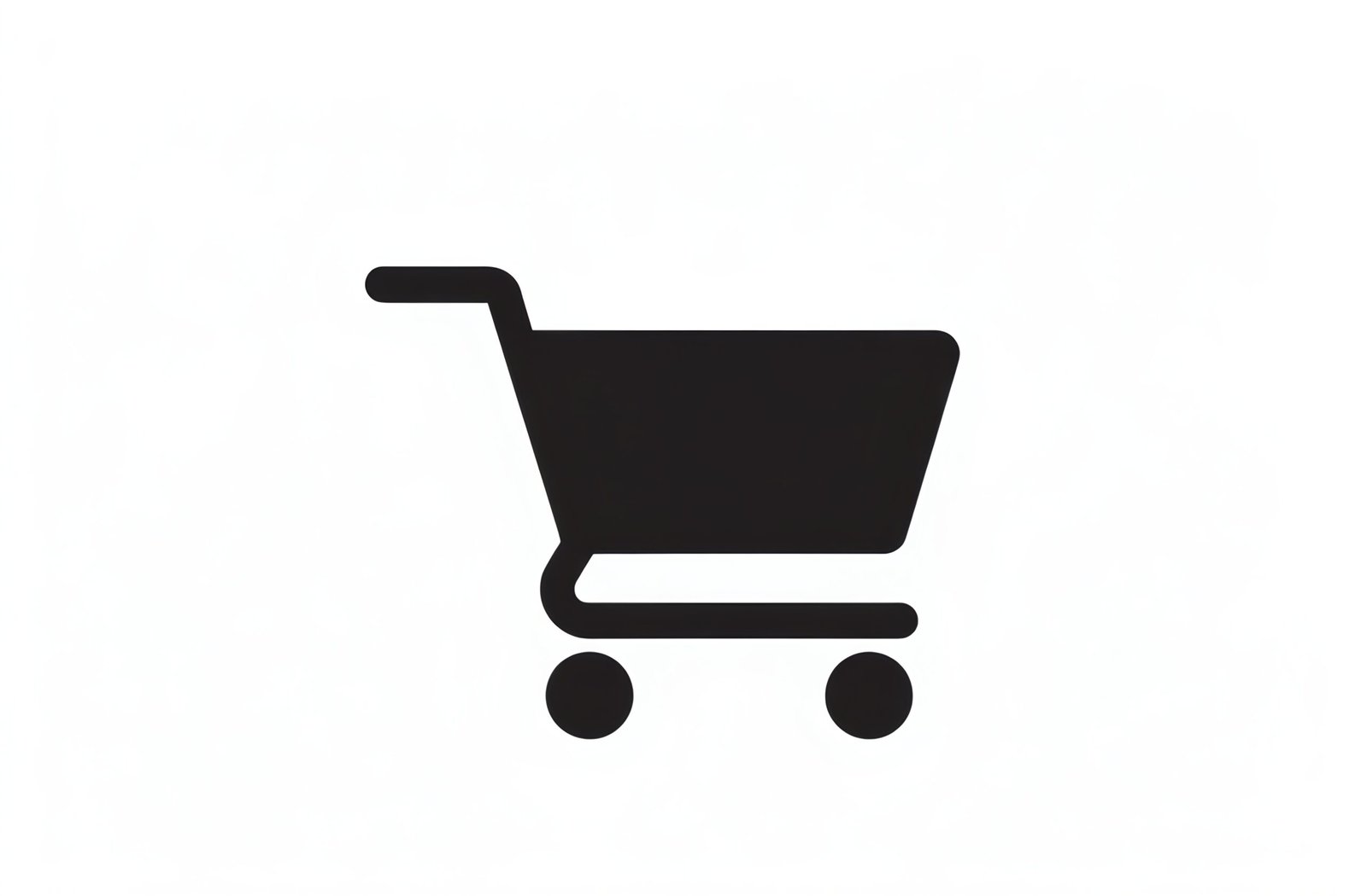 black silhouette of a shopping cart isolated on white background