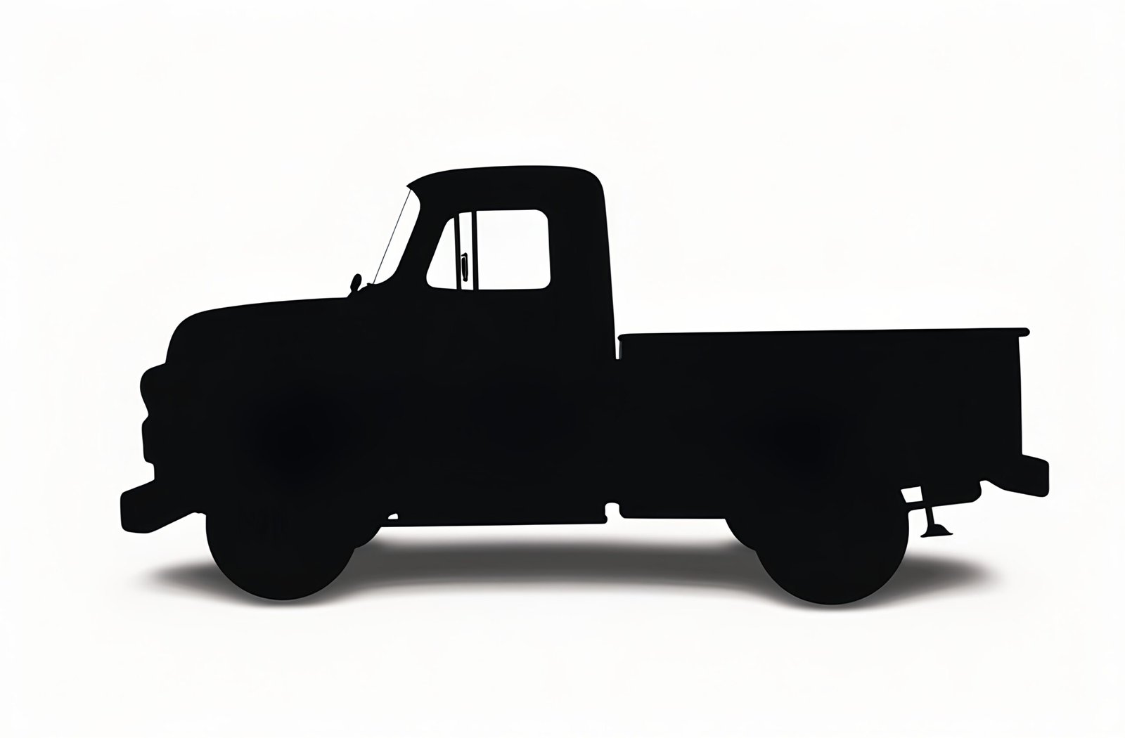 Black silhouette of delivery truck in side view showing clean vector style for shipping and logistics business graphics
