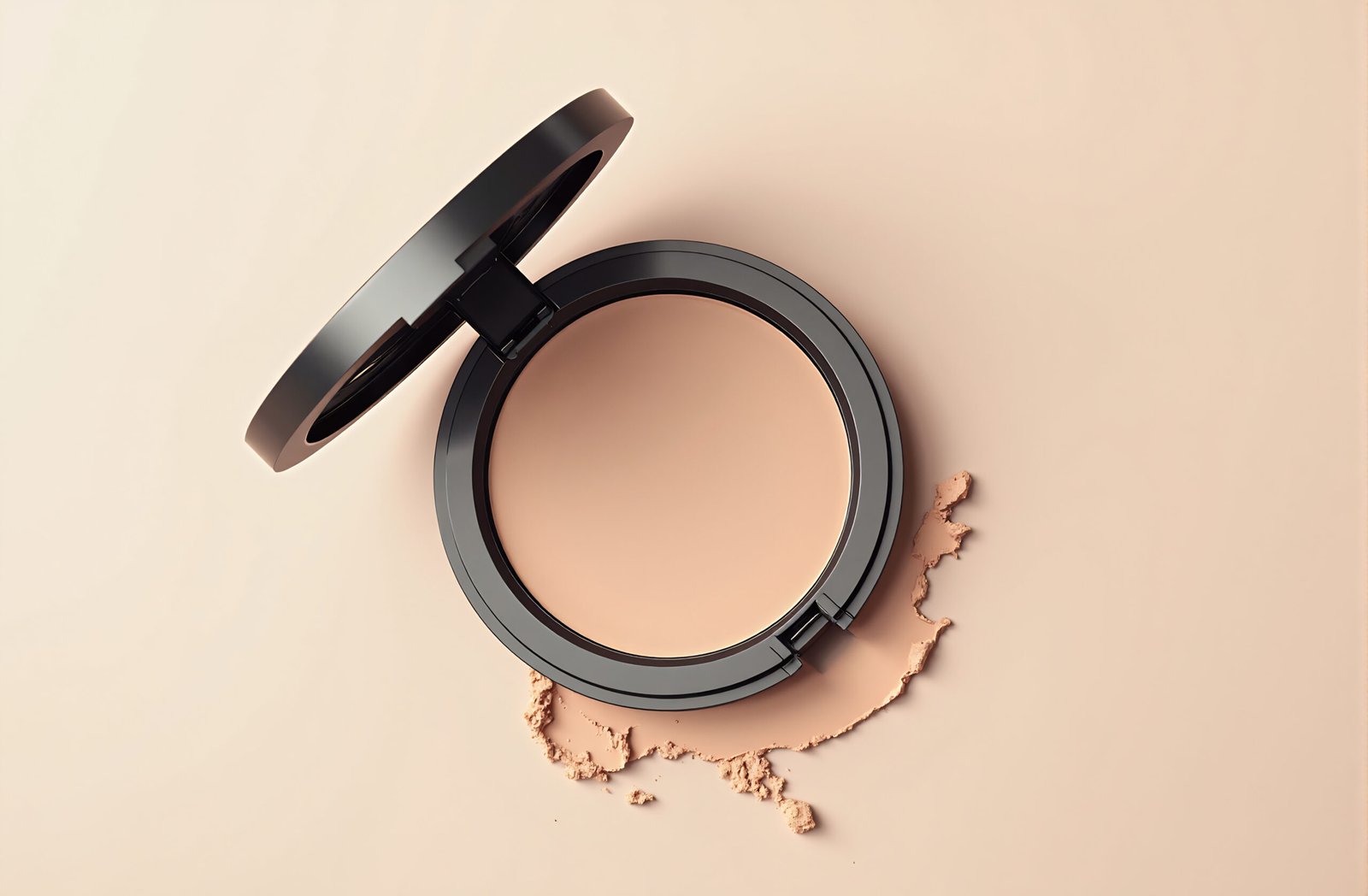 Top view of compact powder case mockup opened