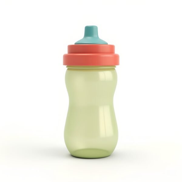 Colorful sippy cup mockup on white background with blank logo space