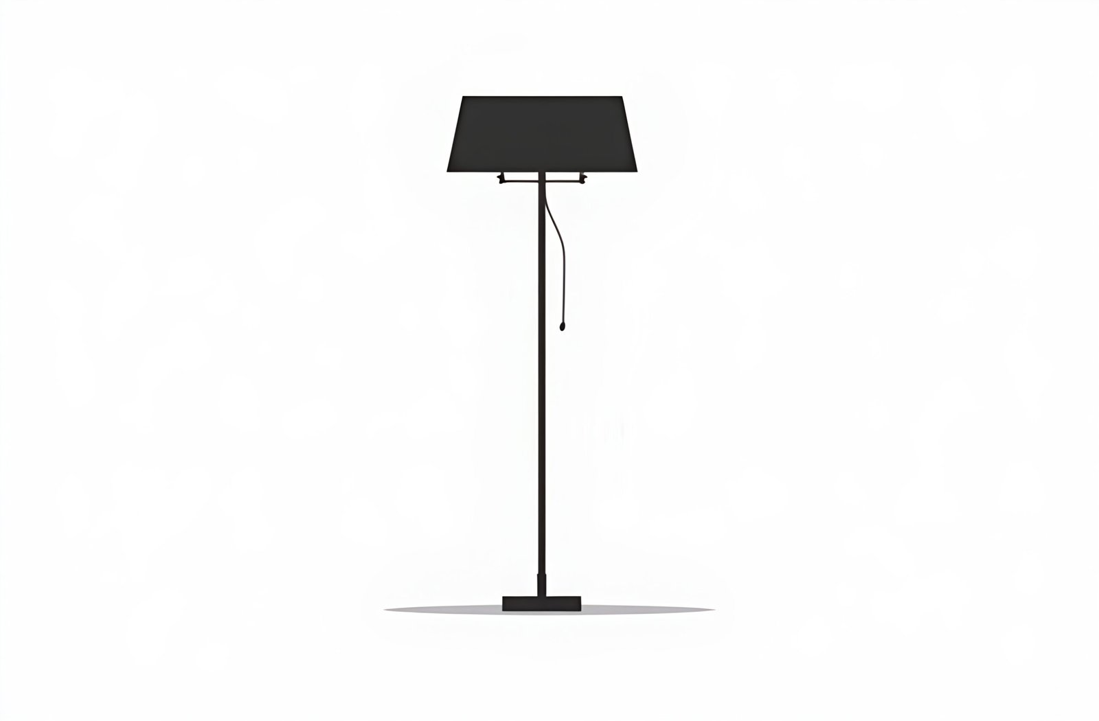 Minimal black silhouette of floor lamp with shade in simple clean design style