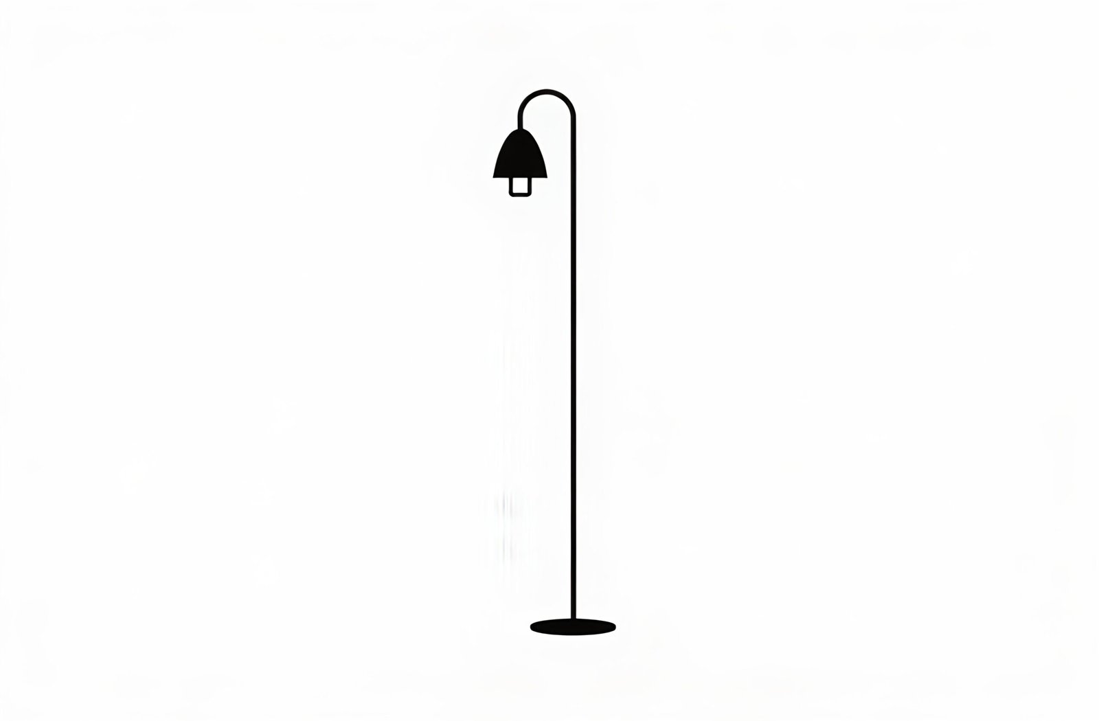 Minimal black silhouette of a floor lamp with shade