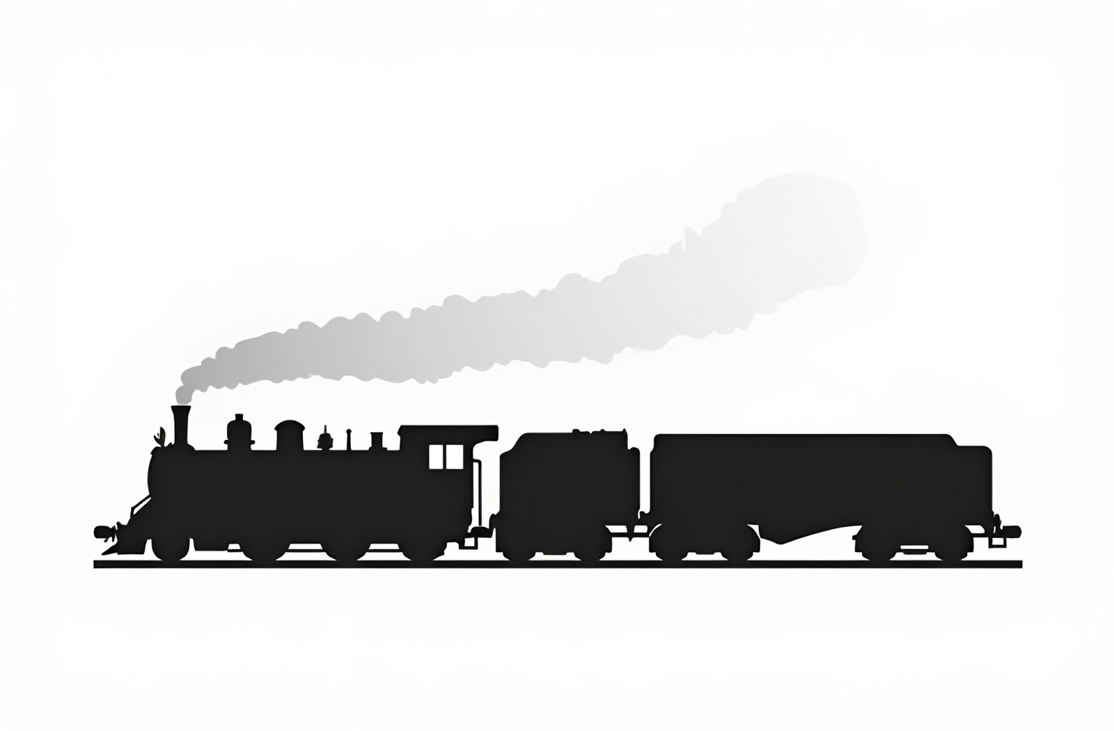minimal vector Silhouette of a train isolated on white background