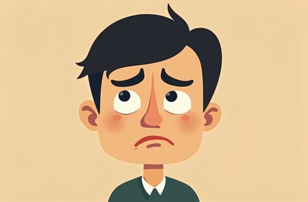 Minimalist vector portrait of a man frowning in confusion