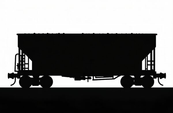 Silhouette of a freight train car