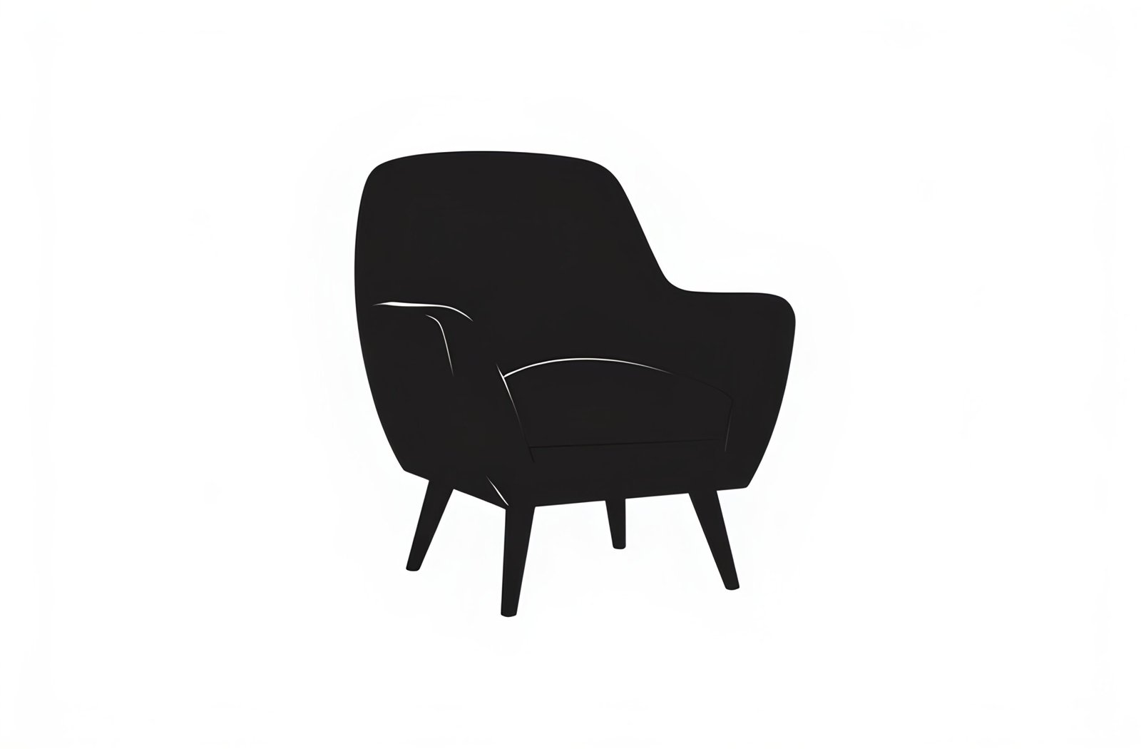 Silhouette of a modern armchair isolated on white background