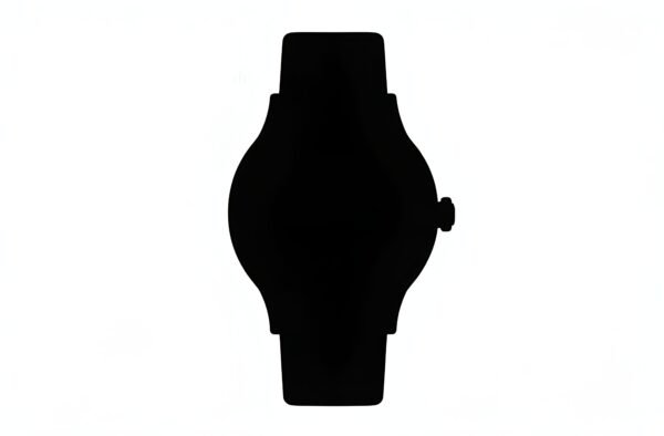 Silhouette of a wristwatch isolated on white background
