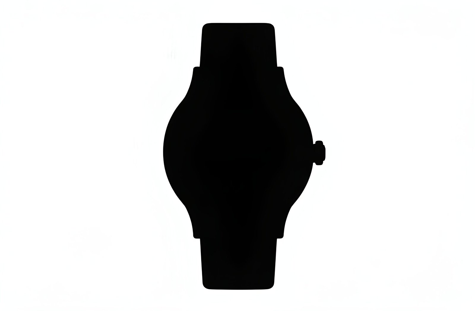 Silhouette of a wristwatch isolated on white background