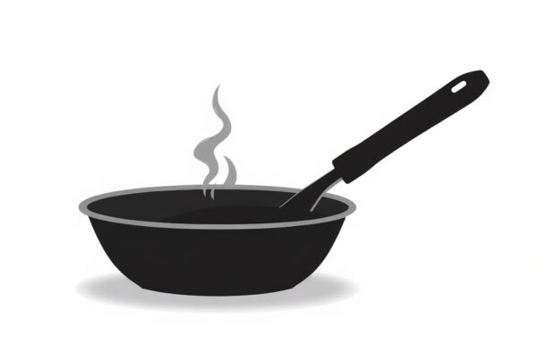 Silhouette vector of a frying pan with spatula